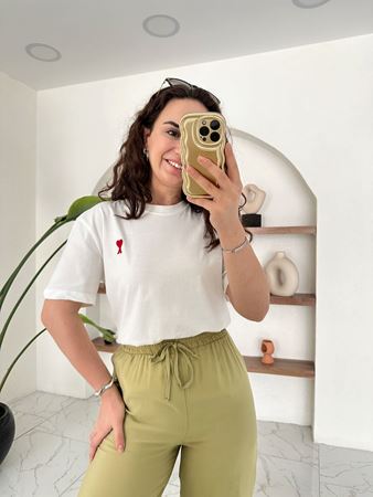 Ami Beyaz Basic T-Shirt
