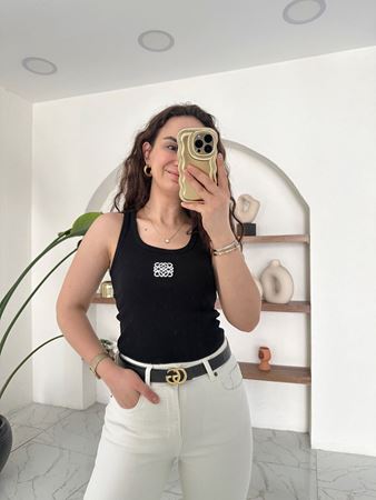 Siyah Gri Loewe Nakışlı Atlet