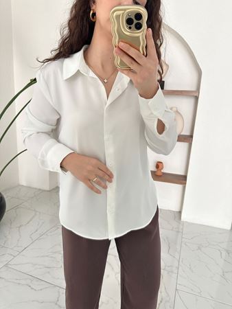 Beyaz Saten Gömlek