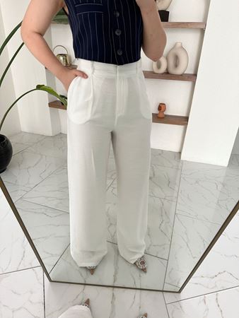 Beyaz Premium Palazzo Pantolon