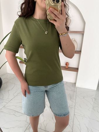 M.D Yeşil Bisiklet Yaka Basic T-Shirt