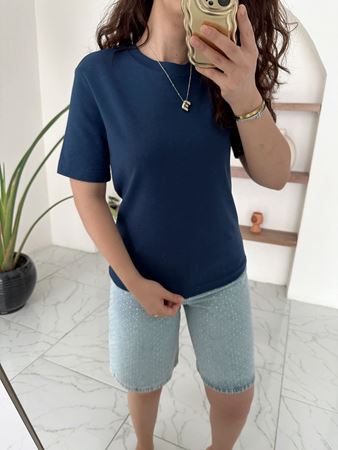 M.D Lacivert Bisiklet Yaka Basic T-Shirt