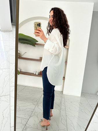 Ekru Kendinden Dokulu Truvakar Kol Gömlek