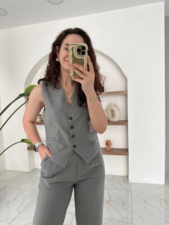 Antrasit Yelek Pantolon Takım