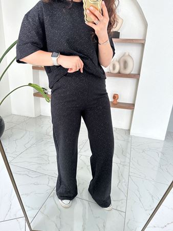 Siyah Simli Bluz Pantolon Takım