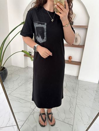 Siyah TWST Model Cep Detay Basic Elbise