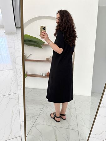 Siyah TWST Model Cep Detay Basic Elbise