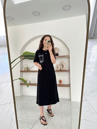 Siyah TWST Model Cep Detay Basic Elbise