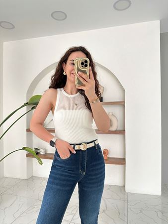 DLVN Beyaz Ajurlu Bluz