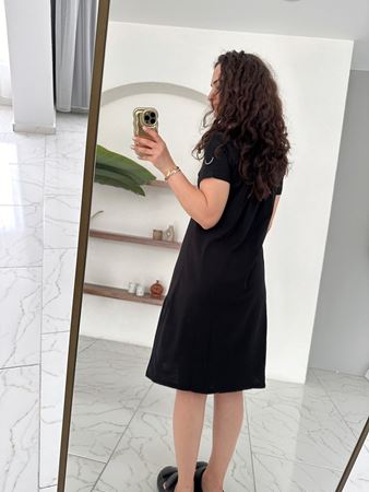 Siyah Pileli Basic Elbise