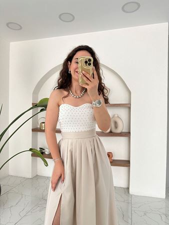 Beyaz Silver Zımbalı Büstiyer