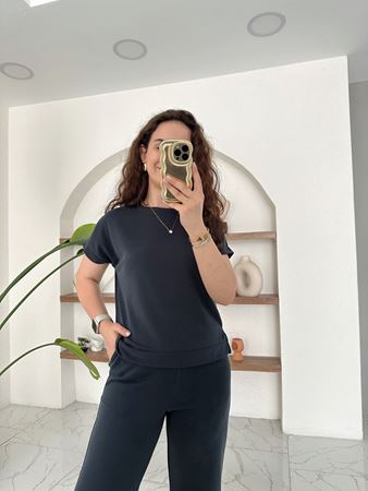 OYS Antrasit Yandan Yırtmaçlı T-Shirt Pantolon Takım