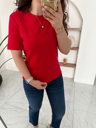 M.D Kırmızı Bisiklet Yaka Basic T-Shirt