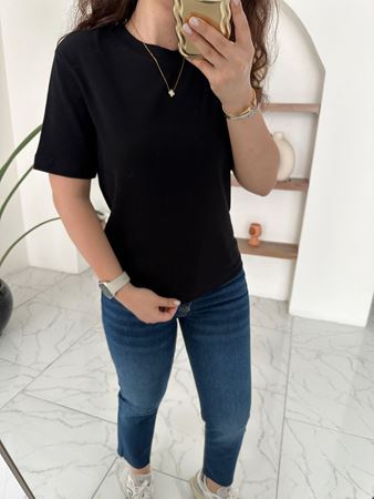 M.D Siyah Bisiklet Yaka Basic T-Shirt