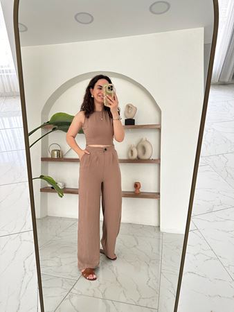 Vizon Crop Pantolon Takım