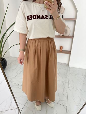 Kahverengi Keten Kloş Etek
