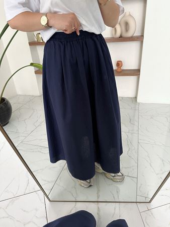 Lacivert Keten Kloş Etek