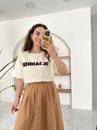 Bej&Bordo Jıl Sander Yazılı T-Shirt