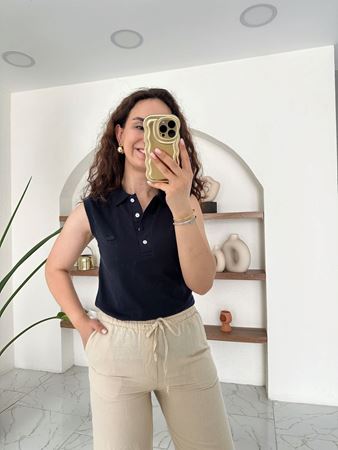 Orijinal Marka Lacivert Polo Yaka Kolsuz Atlet