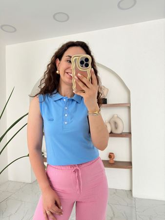 Orijinal Marka Mavi Polo Yaka Kolsuz Atlet