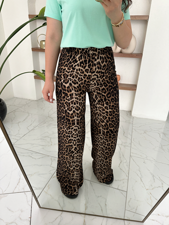 Leopar Desen Beli Lastikli Pantolon