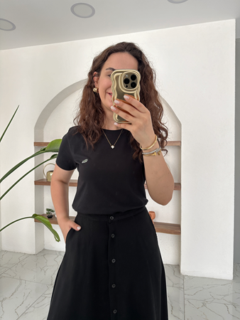 Orijinal Marka Siyah Bisiklet Yaka Basic T-Shirt