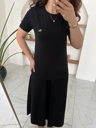 Orijinal Marka Siyah Bisiklet Yaka Basic T-Shirt