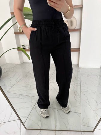 Orijinal Marka Siyah Beli Lastikli Rahat Pantolon