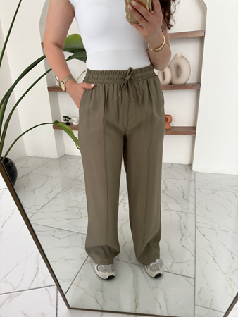 Orijinal Marka Haki Beli Lastikli Rahat Pantolon