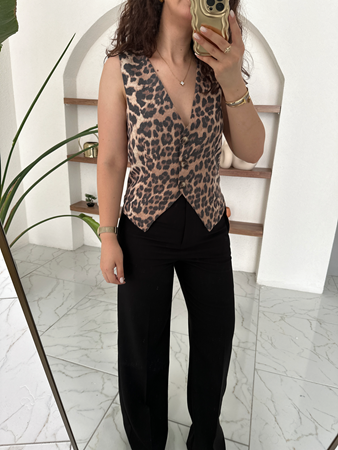 Leopar Desenli Yelek