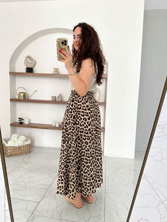 Leopar Beli Lastikli Etek