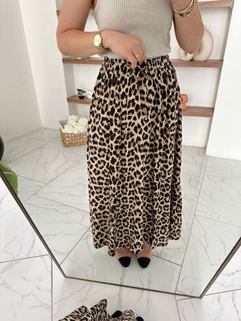 Leopar Beli Lastikli Etek