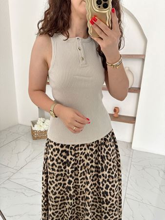 M.D. Bej Düğmeli Fitilli Atlet