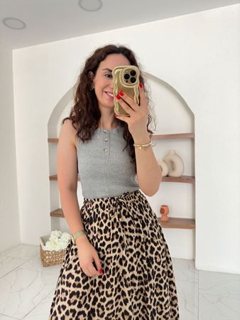 M.D. Gri Düğmeli Fitilli Atlet