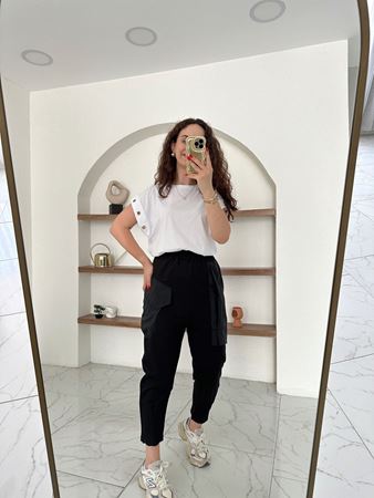 Siyah Beli Lastikli Paraşüt Cep Eşofman