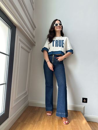 Lacivert Fermuar Ve Cep Detaylı Denim