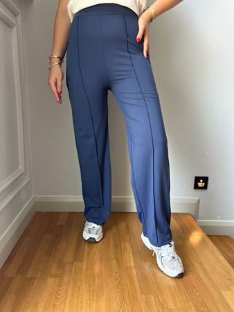 Lacivert Beli Lastikli Modal Pantolon