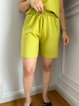 Marka Model Yağ Yeşili Şort Bluz Modal Takım