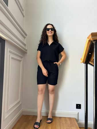 Marka Model Siyah Şort Bluz Modal Takım