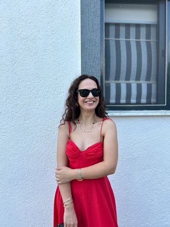 Nar Çiçeği Askıları Bağcıklı Balenli Elbise