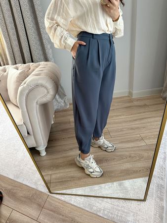 Füme Paçası Düğme Detaylı Binici Pantolon