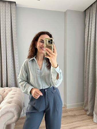 Bebe Mavisi Transparan Gömlek