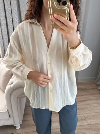 Krem Transparan Gömlek