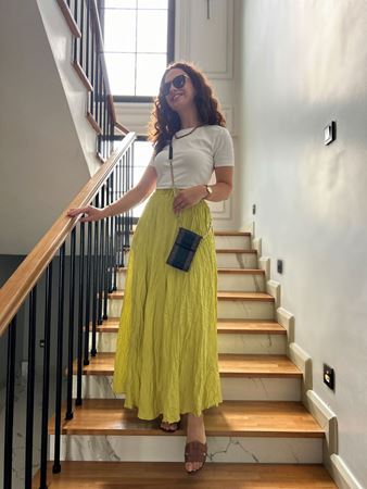 Yağ Yeşili Marka Model Kırışık Etek