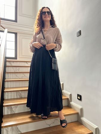 Siyah Marka Model Kırışık Etek