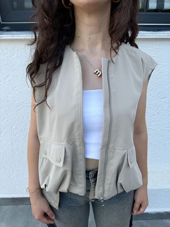 Bej Premium Marka Model Bomber Yelek