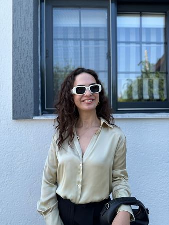 Yeşil Sedef Düğmeli Saten Gömlek