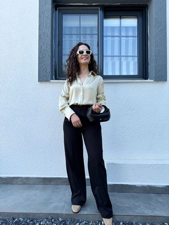 Siyah Flw Palazzo Pantolon