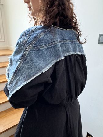 Siyah Kot Detaylı Tasarım Bomber Ceket 