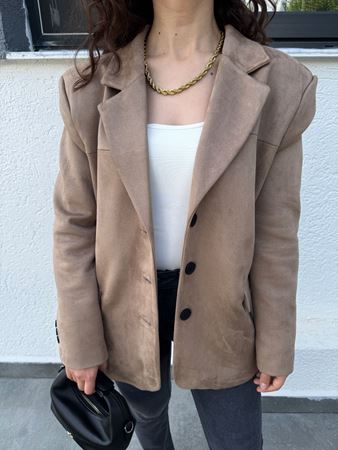 Sütlü Kahve Kapak Cepli Nubuk Ceket